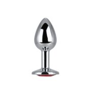 Toosh Silver Metal Butt Plug Small Red Stone