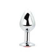Toosh Silver Metal Butt Plug Medium Red Stone