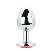 Toosh Silver Metal Butt Plug Large Red Stone